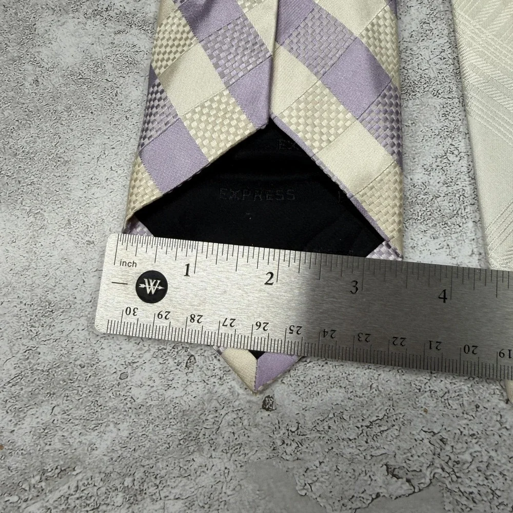 Express Tie Set Mens One Size Multicolor Plaids & Checks Silk Pointed 2 Neckties